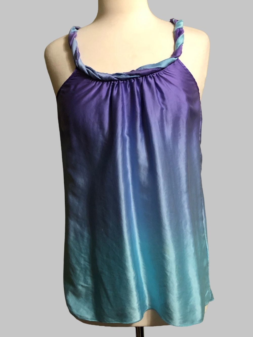 Matty M 100% Silk Ombre Braided Halter Camisole Top M